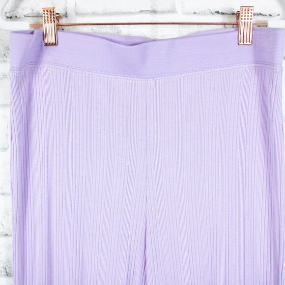 Jonathan Simkhai Purple Ribbed Knit Wide Leg Pants Medium Active Athletic Lounge - Picture 4 of 11